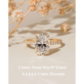 RURULUYA 3.5CT Oval Cut Engagement Rings for Women,Simulated Diamond Ring,925 Sterling Silver 18K Yellow/White Gold Plated Promise Ring (Yellow Gold(3.5CT), 5.5)