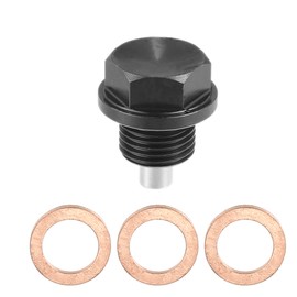 X AUTOHAUX 1 Set M16x1.5 Car Magnetic Oil Drain Plug Bolt with 3 Gasket Black
