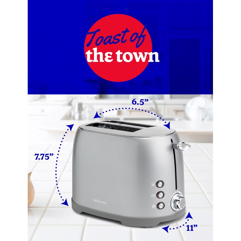 Betty Crocker 2-Slice Multi-Function Toaster, Toaster 2 Slice with Extra