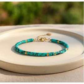 For Women Natural Turquoise Bracelet Tube Beaded Women Jewelry December Birthstone Gifts