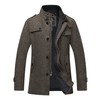 wantdo Men's Wool Autumn Trench Coat Windproof Jacket Overcoat Coffee