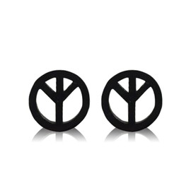 SBI Jewelry Black Peace Stud Earrings for Women Sign Love World Peaceful Symbol Heart Family Birthday Anniversary Stainless Steel