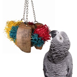 Super Bird Creations SB51115 Natural Coco & Corn Husk Large Bird Toy, Enrichment Toy for Parrots, Perfect for African Greys, Macaws, Alexandrines, Eclectus, & Cockatoos, Colorful - 14.5" x 7" x 7"