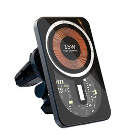 DAM Magsafe Wireless Car Charger with Air Intake Clip 15W with LED Ambient Light (Black)