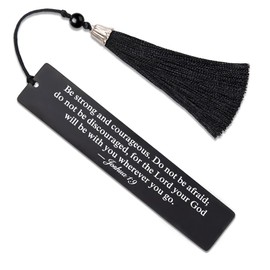 Hafhue Be Strong and Courageous Joshua 1:9 Metal Bookmark with Tassels, Bible Bookmarks for Women Men, Inspirational Gifts for Book Lover Bookworm Readers Author, Religious Gifts for Christians Pastor