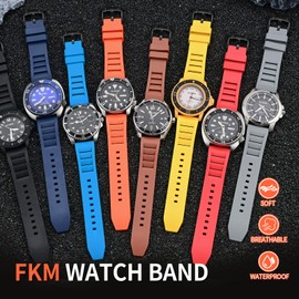 ULLCHRO Quick Release FKM Rubber Watch Bands Fluororubber Watch Band Replacement Strap for Men Women Soft Breathable Diving Strap with Black Buckle 19mm 20mm 21mm 22mm 24mm (22mm,Black)