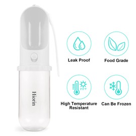Hiorin Portable Dog Water Bottle, Detachable for Storage, Dishwasher Safe, Leak Proof, Lightweight, BPA Free, 15oz, for Pets Outdoor Walking Hiking Travel