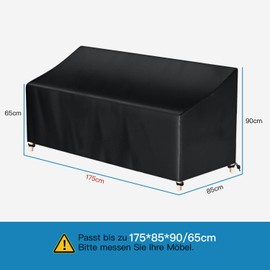 Awnic Garden Bench Cover for Protective Cover Tarpaulin Waterproof 420D Polyester 175 x 85 x 65/90 cm