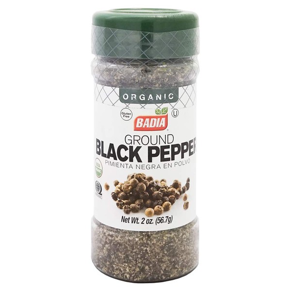 Badia, Badia Organic Ground Black Pepper Pimienta Negra en Polvo, 56.7 gramos