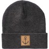Knitted Hat: Anchor with Leather Patch – Wool Hat Winter