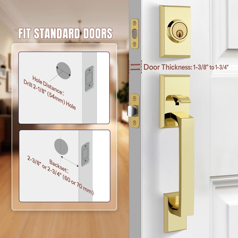 LOQRON Double Front Door Lock Set, Keyed Entry Front Door