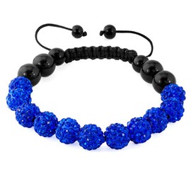 CharmSStory Disco Ball Bead Bracelet Blue 10MM Synthetic Crystal Inspired Handmade Adjustable