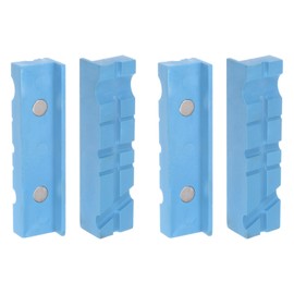 HARFINGTON 2set Magnetic Vise Jaws 5 Inch Magnet U-Grooves Soft Rubber Bench Jaw Pads Covers Multi-Purpose Protector for Woodworking Jewelry Making Plumbing, Blue