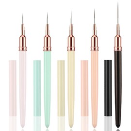 JASSINS Nail Art Liner Brushes, 5Pcs Gel Polish Painting Art Design Pen Set Striping Brushes for Thin Long Lines, Tiny Details, Fine Drawing, Delicate Coloring Sizes 7/9/11/15/25mm