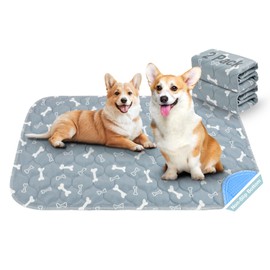 Aomig 2 Pack Reusable Dog Training Pads Washable Puppy Pee Pads, Waterproof & Non-Slip Pack Whelping Pad, Absorbent Pet Mat Pee Pads for Dogs for Playpen Crate Housebreak Home Car Travel(Gray Bones)