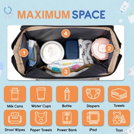 Little Stardust Baby Diaper Bag Backpack With Changing Station, Water-Resistant Grey Travel Tote For Moms And Dads, Featuring Spacious Compartments And A Multi-Function, Practical Design For Parents