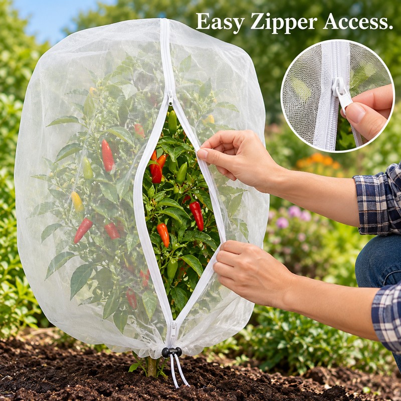 Garden Insect Mesh Cover for Plant Protection – Zipper Drawstring