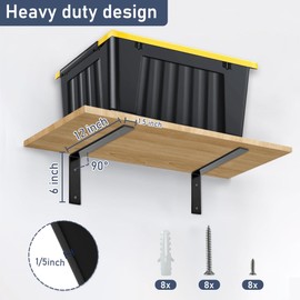 ELSKER&HOME Shelf Brackets 12 Inch, 4 Pack Floating Shelf L Brackets for Shelves Support, Black Metal Heavy Duty Shelf Brackets for DIY Decorative