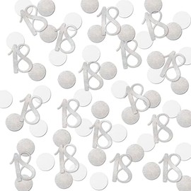 Silver Glitter 18 Confetti, 18th Birthday Number Confetti, 200pcs Anniversary Party Table Decoration Supplies