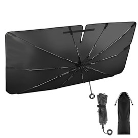 [Hankins] Sunshade, Car Front Screen Door, Sun Shade, No Middle Rod, Complete Light Blocking, Compatible with Multiple Vehicles, Sanshiedo Car Front Umbrella-Type, Car Shade, Easy Installation
