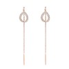 Teardrop Threader Earrings with Gold Bar Chain, Long Tassel Chain