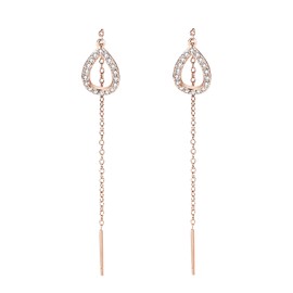 Teardrop Threader Earrings with Gold Bar Chain, Long Tassel Chain Design, Elegant Drop Earrings for Women and Girls, Minimalist Jewelry for Daily Wear and Special Occasions (Gold)