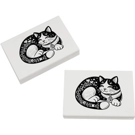 2 x 45mm 'Sleeping Cat' Erasers/Rubbers (ER00043302)