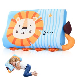 Gobesty Cuscino per bambini, Calmly, cuscino per bambini, 45 x 27 x 6 cm, ergonomico, per bambini, memory, traspirante e delicato sulla pelle, per un sonno sano (leone)