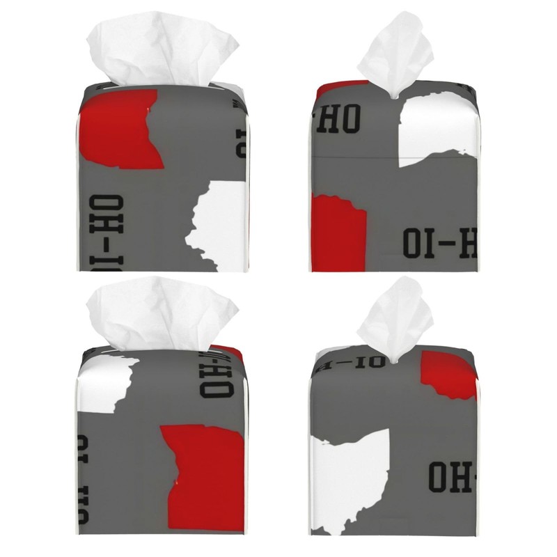 WCMYII Tissue Box Cover Ohio State Gray Modern PU Leather