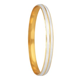 Bodha 316 Stainless Steel Two Dual Tone Designer Stylish Self Design Amritsari Gold Plated Sikh Kada for Men (SJ_3289_2.10)