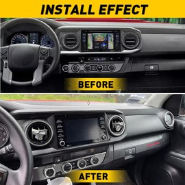 AuTK Aluminum Alloy AC Knob Covers & Vent Outer Rings Kit for Toyota Tacoma 2016-2023 (8pcs Silver) - HVAC Control Button Covers, Air Conditioner Vent Trim Rings