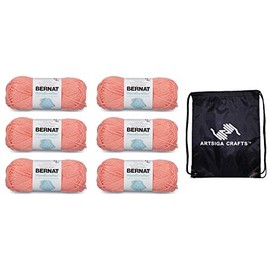 Handicrafter Cotton Solids Coral Rose 162101-1746 (6-Pack - Same Dye Lot) Worsted Medium #4 Cotton Yarn for Crocheting and Knitting with Project Bag