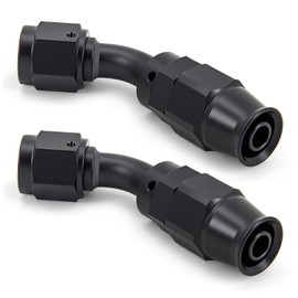 CNWZYMX AN6 Hose End Fitting PTFE Elbow 45 Degree Swivel Adapter for Teflon Aluminum Black 2PCS