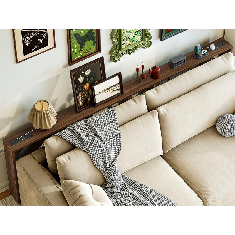 TIQLAB 5.9 Inch Narrow Console Table with Power Outlet,Sofa Table,