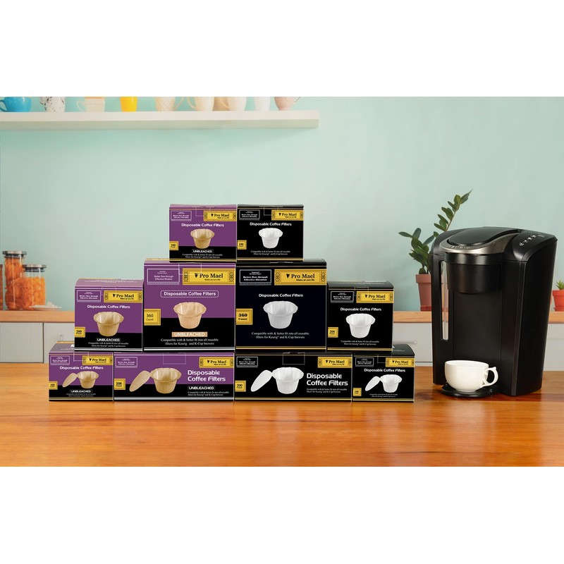 Pro Mael Disposable Coffee Filters Paper with Lid for Keurig