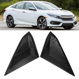 Side Louvers Cover, 2pcs ABS Rear Window Quarter Side Vent Window Louvers Scoop Cover Fit for Honda Civic 2016-2019
