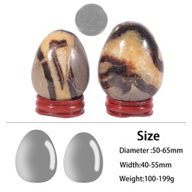 Nupuyai Natural Septarian Dragon Stone Egg Ball with Wooden Stand Reiki Healing Stone Geode Feng Shui Decoration Meditation Crystal Ball Fortune Teller, 61-70 mm