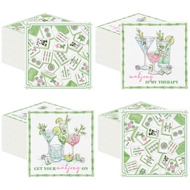 200 Pieces Mahjong Cocktail Napkins Disposable 4 Style 10" x 10"