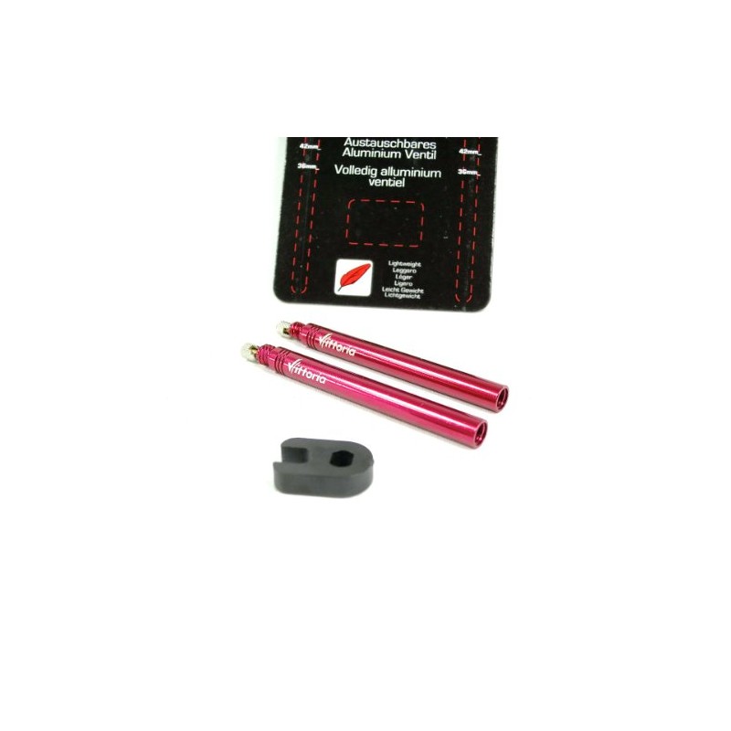 Vittoria Fully Removable Aluminium Valve Red 60mm x2 & Spanner