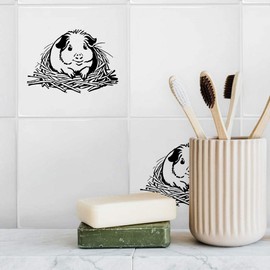 'Guinea Pig in Fresh Bedding' 108mm Square Ceramic Tile (TD00026473)