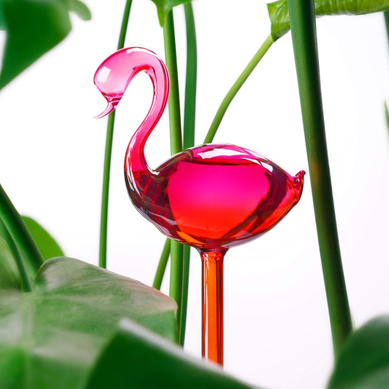Self-Watering Glass Globes 2PCS Flamingo Gradient Hot Pink 10" Long