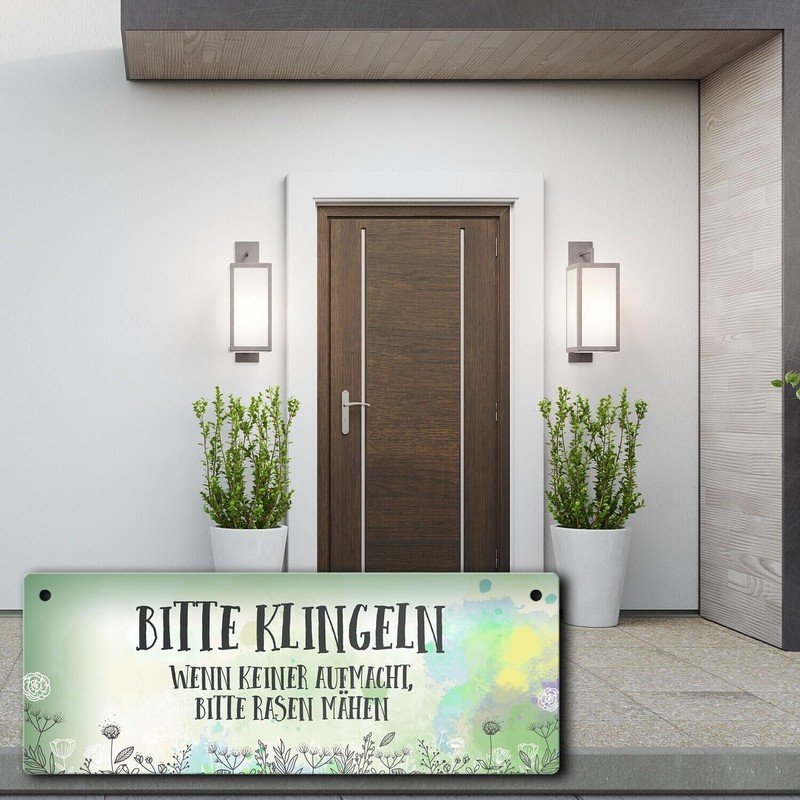 Metal Sign with German Text "Bitte klingeln - Wenn keiner