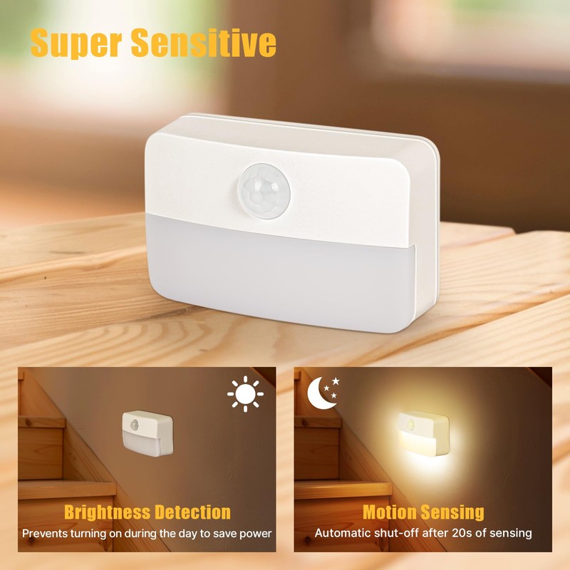 Guankai 8 Pack Motion Sensor Stair Light for Indoor, Battery