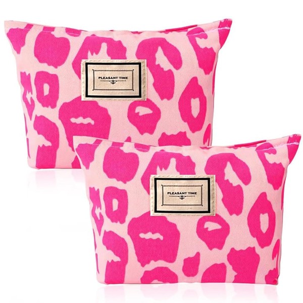 Shengxi Cosmetic Bag with Pink Leopard Print Large Capacity Women's