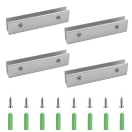 UFURMATE Glass Clamp, 4Pcs Adjustable Rectangle Glass Shelf Bracket Aluminum Alloy Glass Shelf Clamp Clips Wall Mounted Glass Shelf Supports Mounting Brace for 5-8mm Thick Glass