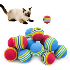 Andiker 12 Pcs Rainbow Cat Toy Ball, 1.38'' Foam Cat Ball Toy for Indoor Cat with 2 Color, Colorful Pet Foam Ball for Kitten Dog Puppy Play Sports Chase Training Interactive Toy Ball (Red+Blue)