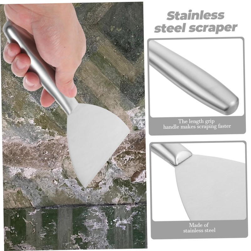 IWOWHERO Stainless Steel Paint Scraper Tool Ergonomic Putty Spatula for
