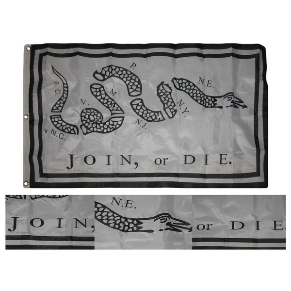 "Flags & Signs" 3x5 Embroidered Gadsden Join or Die 300D