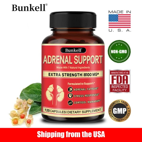 Bunkell Adrenal Support Supplement - Supports Healthy Adrenal Function 120