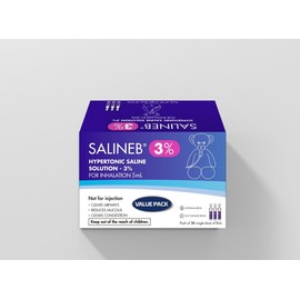 SALINEB Salineb 3% Hypertonic Saline Solution Vials for Inhalation Pack of 30 Single-dose of 5ml - Clears Airways, Reduces Mucous, Clears Congestion, Inhalation Solution